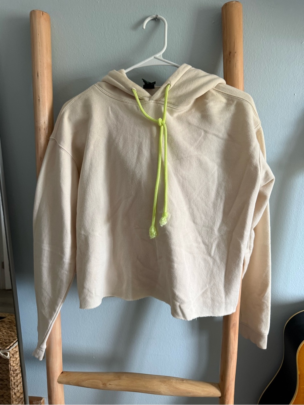 wild fable Cream Hoodie with Neon Lime Drawstrings